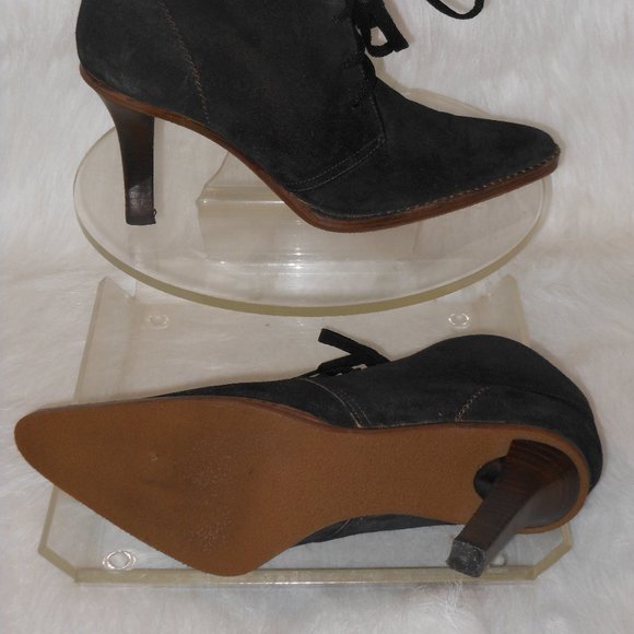 COACH BLACK SUEDE POINTED TOE LACE UP BOOTS SIZE 8.5 MEDIUM - Picture 6 of 7